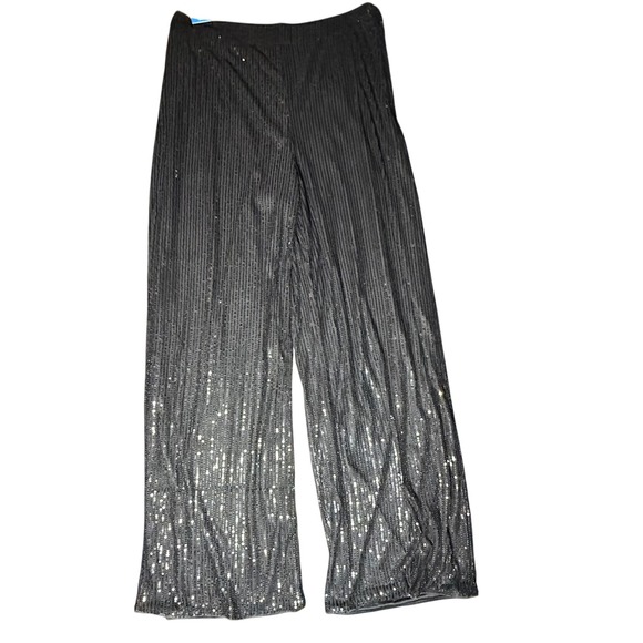 Cupshe Black Sequin Wide Leg Pants XL Sparkly Party Festival - Picture 1 of 5